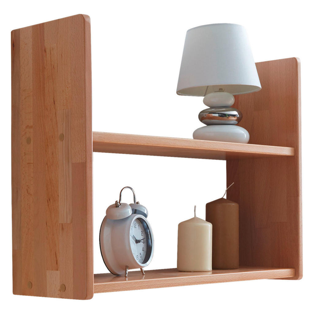 Mid.you Wandregal Ticaa 902157 Simone, Buche, Holz, Buche, massiv, 2 Fächer, 60x45x20 cm, in verschiedenen Größen erhältlich, Wohnzimmer, Regale, Wandregale von MID.YOU