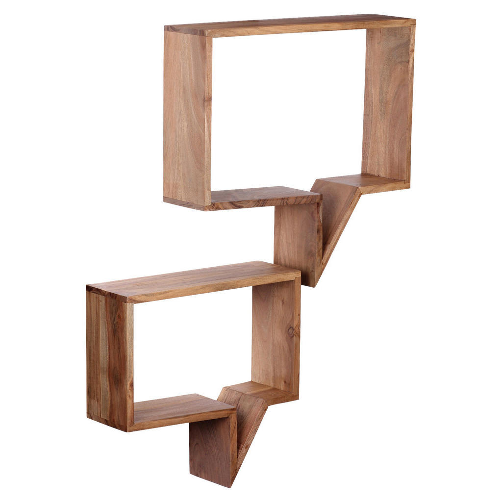 Mid.you Wandregalset, Holz, Akazie, massiv, 50x49x13 cm, Wohnzimmer, Regale, Wandregale von MID.YOU