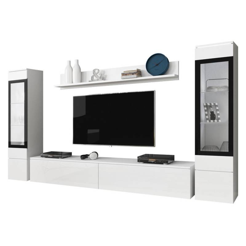 MIRJAN24 WOHNWAND Weiß, Weiß Hochglanz MIRJAN24 WOHNWAND Weiß, Weiß Hochglanz