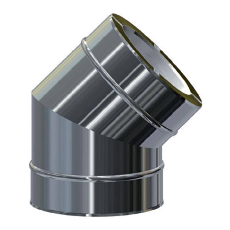 MK DW Standard Bogen 45° DN180 für Edelstahlschornstein System MKKD mit Dichtung von KaminStore24