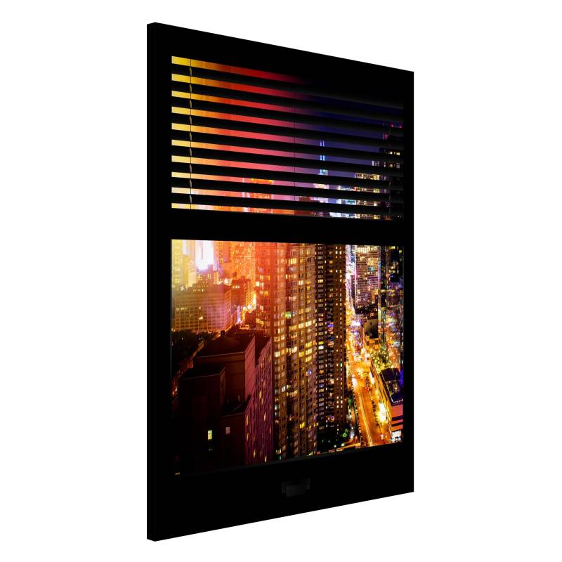 Magnettafel - Hochformat 2:3 Fensterblick Jalousie - Manhattan bei Nacht