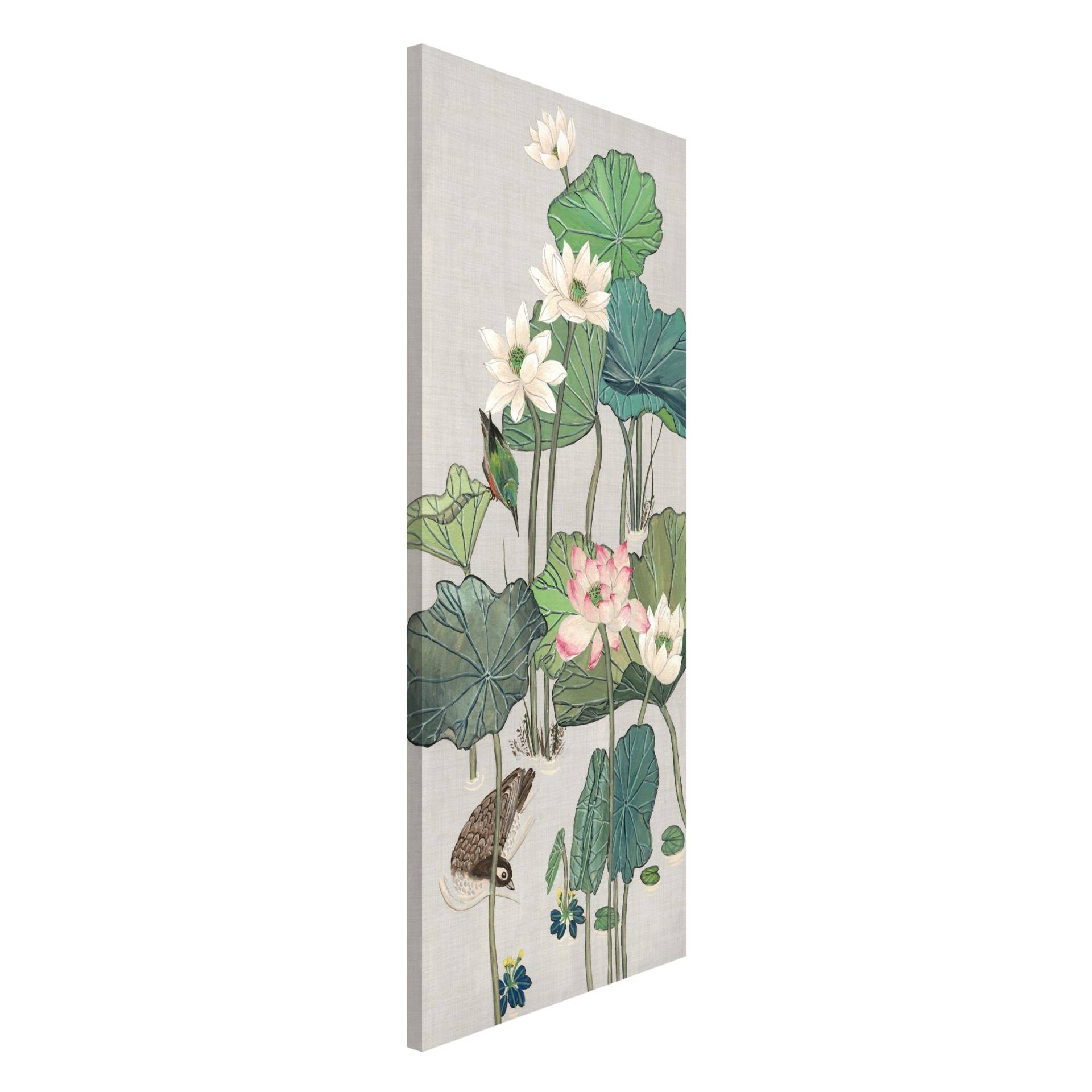 Magnettafel - Hochformat 1:2 Vintage Illustration Lotusblüten im Teich II