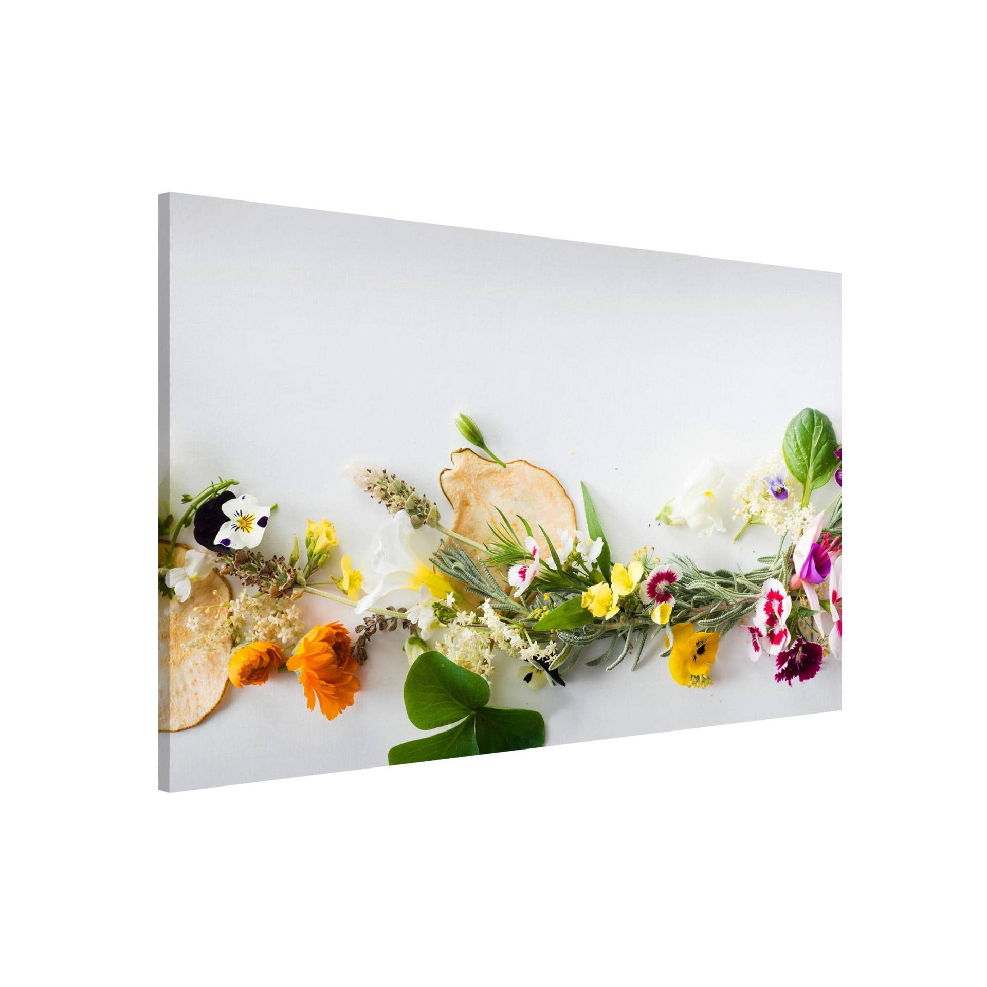 Magnettafel - Querformat 2:1 Frische Kräuter mit Essblüten