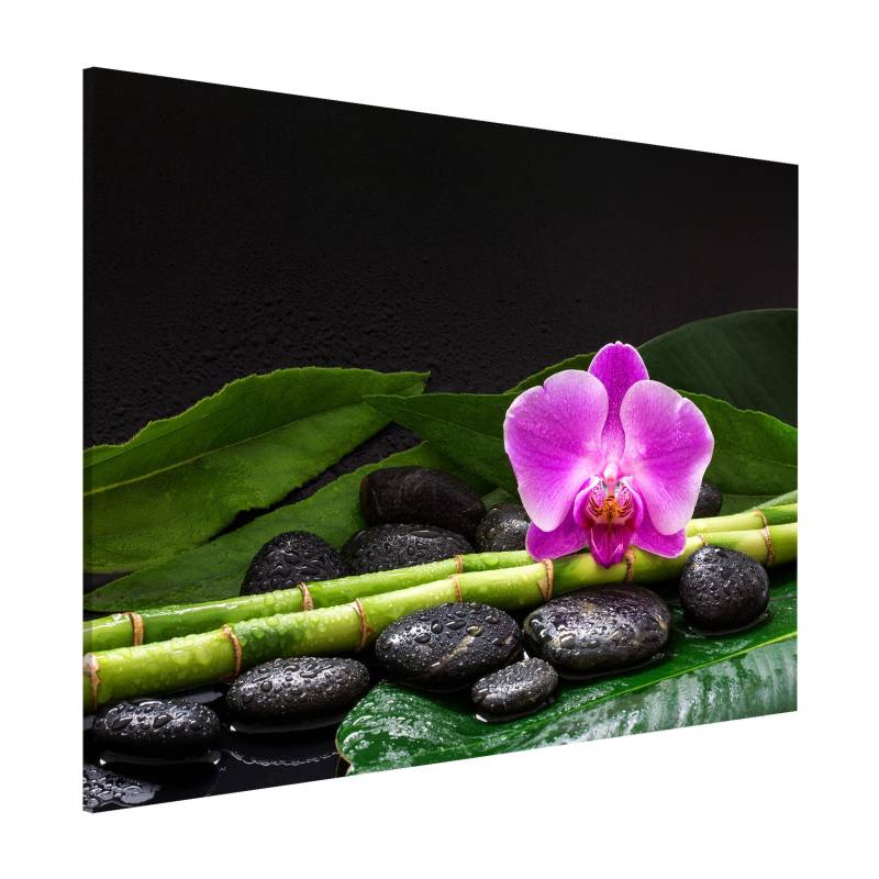 Magnettafel Grüner Bambus mit Orchideenblüte