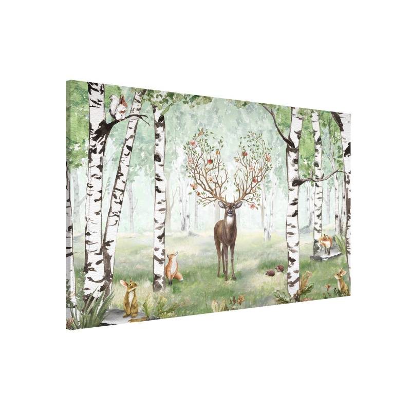 Magnettafel Majestätischer Hirsch im Birkenwald