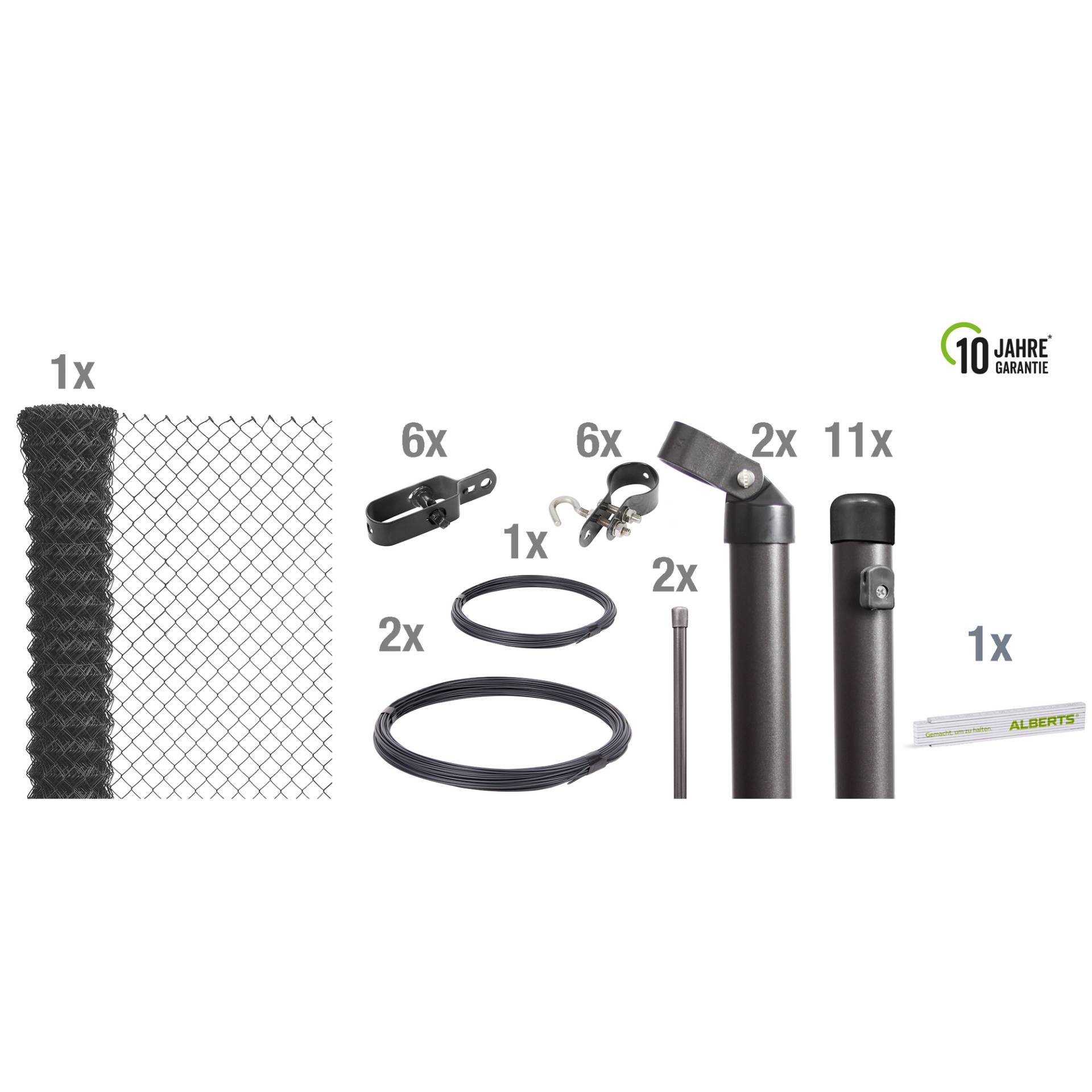 Alberts Maschendrahtgeflecht-Set anthrazit Ø 2,8 mm 100 x 2500 cm Alberts Maschendrahtgeflecht-Set anthrazit Ø 2,8 mm 100 x 2500 cm von Alberts