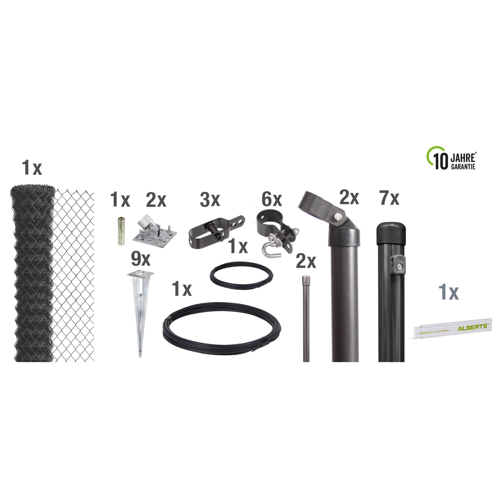 Alberts Maschendrahtgeflecht-Set anthrazit Ø 2,8 mm 150 x 1500 cm Alberts Maschendrahtgeflecht-Set anthrazit Ø 2,8 mm 150 x 1500 cm von Alberts