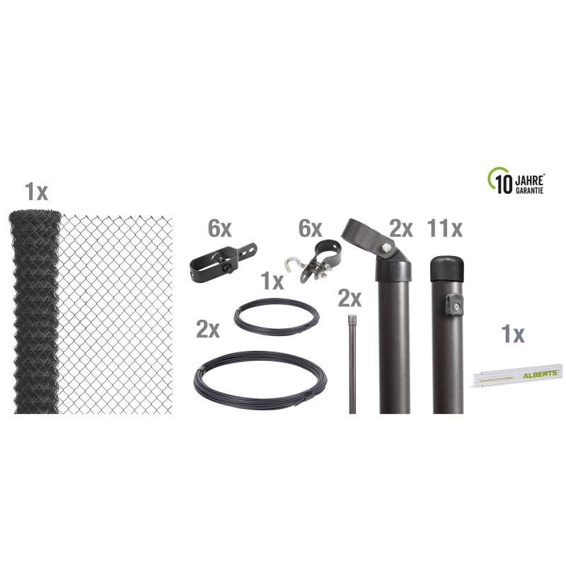 Alberts Maschendrahtgeflecht-Set anthrazit Ø 2,8 mm 150 x 2500 cm von Alberts