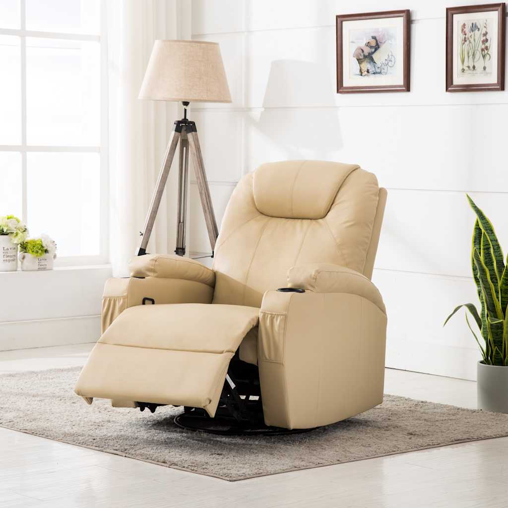 Massage-Schaukelsessel Creme Kunstleder Creme 1