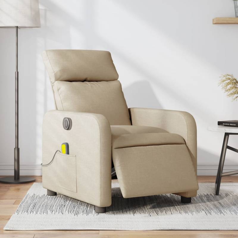 Massagesessel Elektrisch Creme Stoff Dunkelgrau 1 Elektrisches Neigungssystem Ja