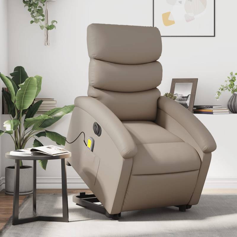 Massagesessel mit Aufstehhilfe Elektrisch Cappuccino Kunstleder Weinrot 1 Elektrisches Neigungssystem Ja