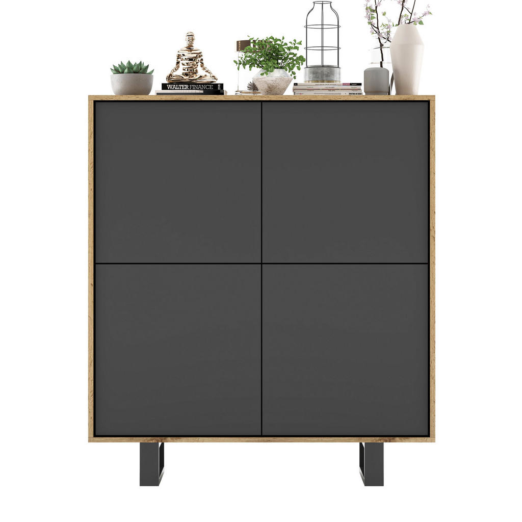 Meble Lindner Kommode, Graphit, Holzwerkstoff, 8 Fächer, Rechteckig, 113x127x35 cm, Wohnzimmer, Kommoden & Sideboards, Highboards von Meble Lindner