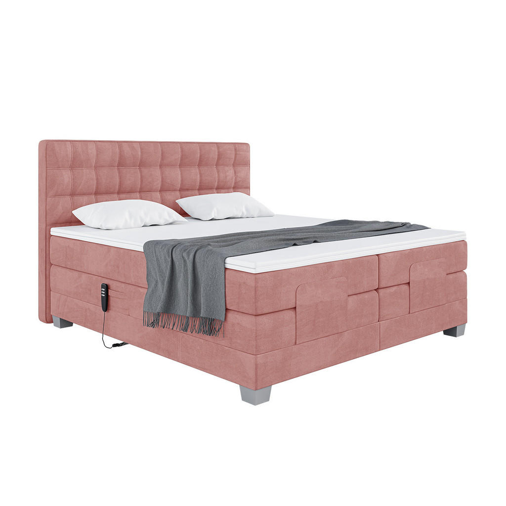 Meblini Boxspringbett, Rosa, Textil, H3, 7-Zonen, 200x200 cm, Schlafzimmer, Betten, Boxspringbetten Meblini Boxspringbett, Rosa, Textil, H3, 7-Zonen, 200x200 cm, Schlafzimmer, Betten, Boxspringbetten von Meblini