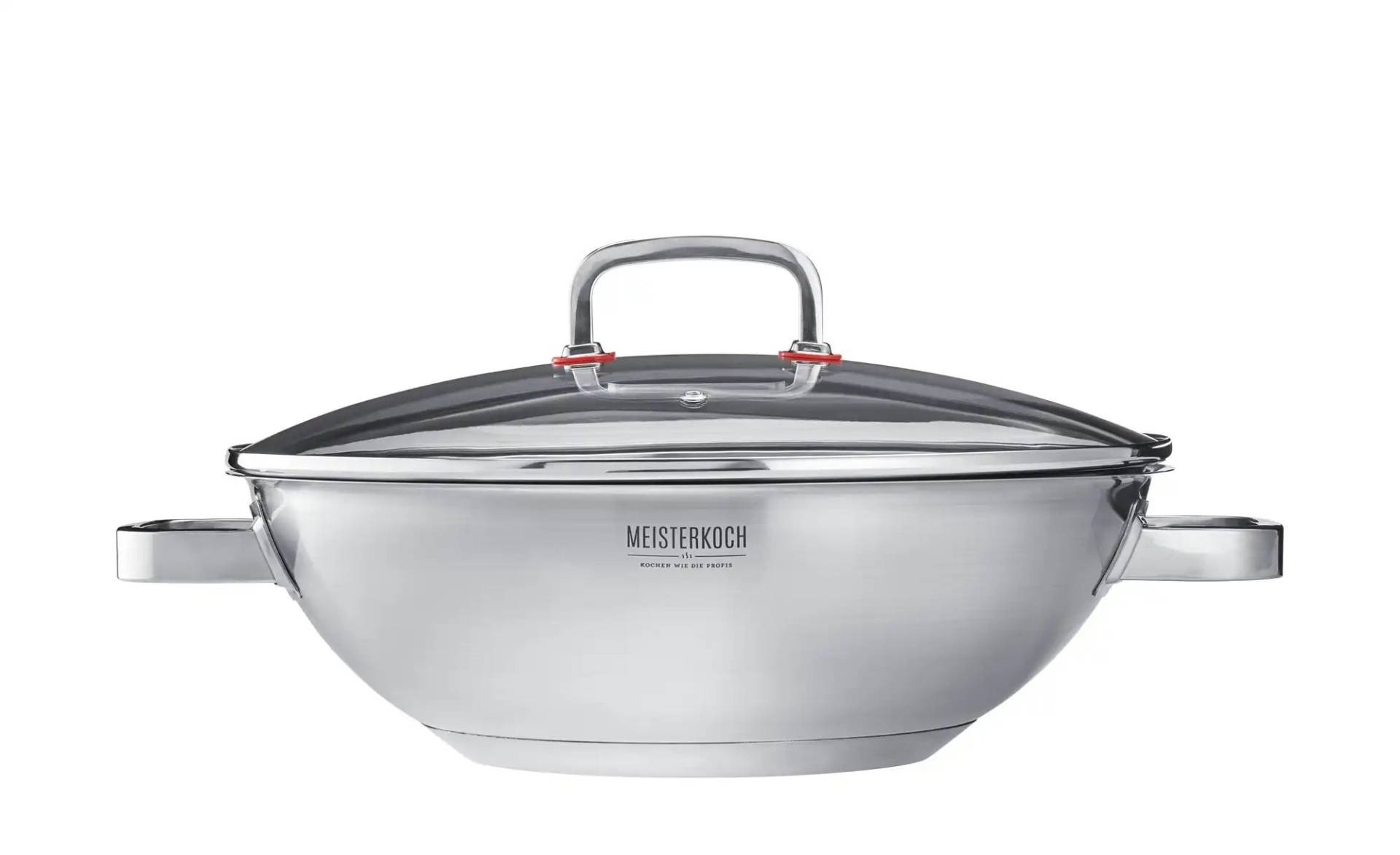 Meisterkoch Wok mit Deckel  FOCUS ¦ silber ¦ Edelstahl ¦ Maße (cm): H: 11  Ø: 34.0 Töpfe & Pfannen & Zubehör - Möbel Kraft