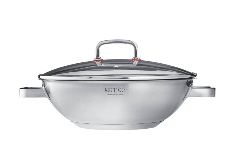 Meisterkoch Wok mit Deckel  FOCUS ¦ silber ¦ Edelstahl ¦ Maße (cm): H: 11  Ø: 34.0 Töpfe & Pfannen & Zubehör - Möbel Kraft