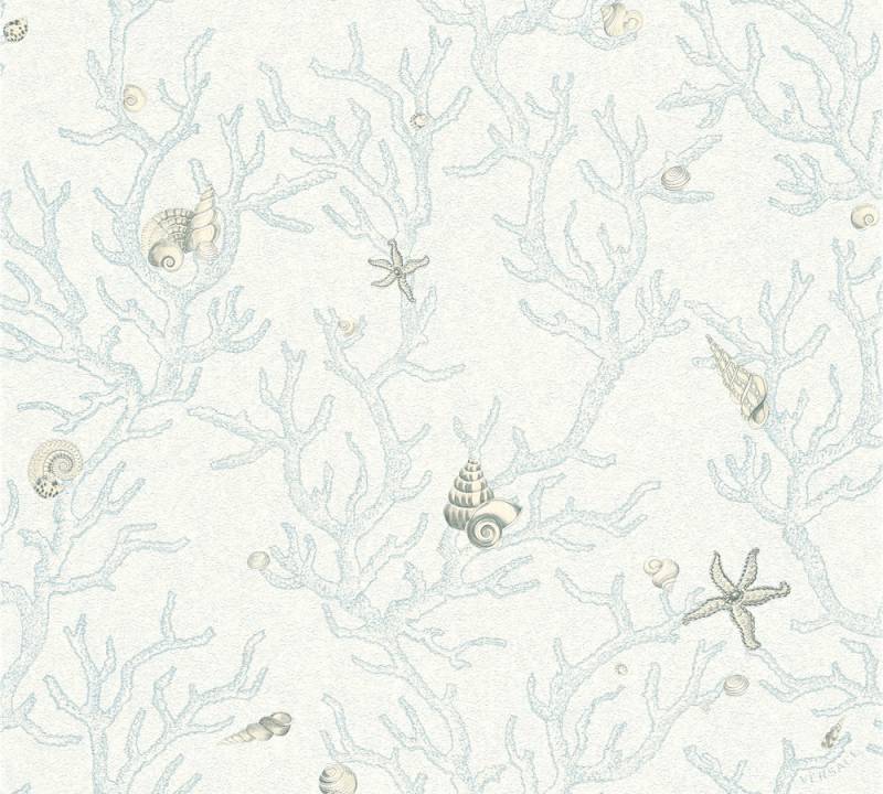 Metallic Mustertapete Versace wallpaper Versace 3 Les Etoiles de la Mer in Blau Metallic - 344963