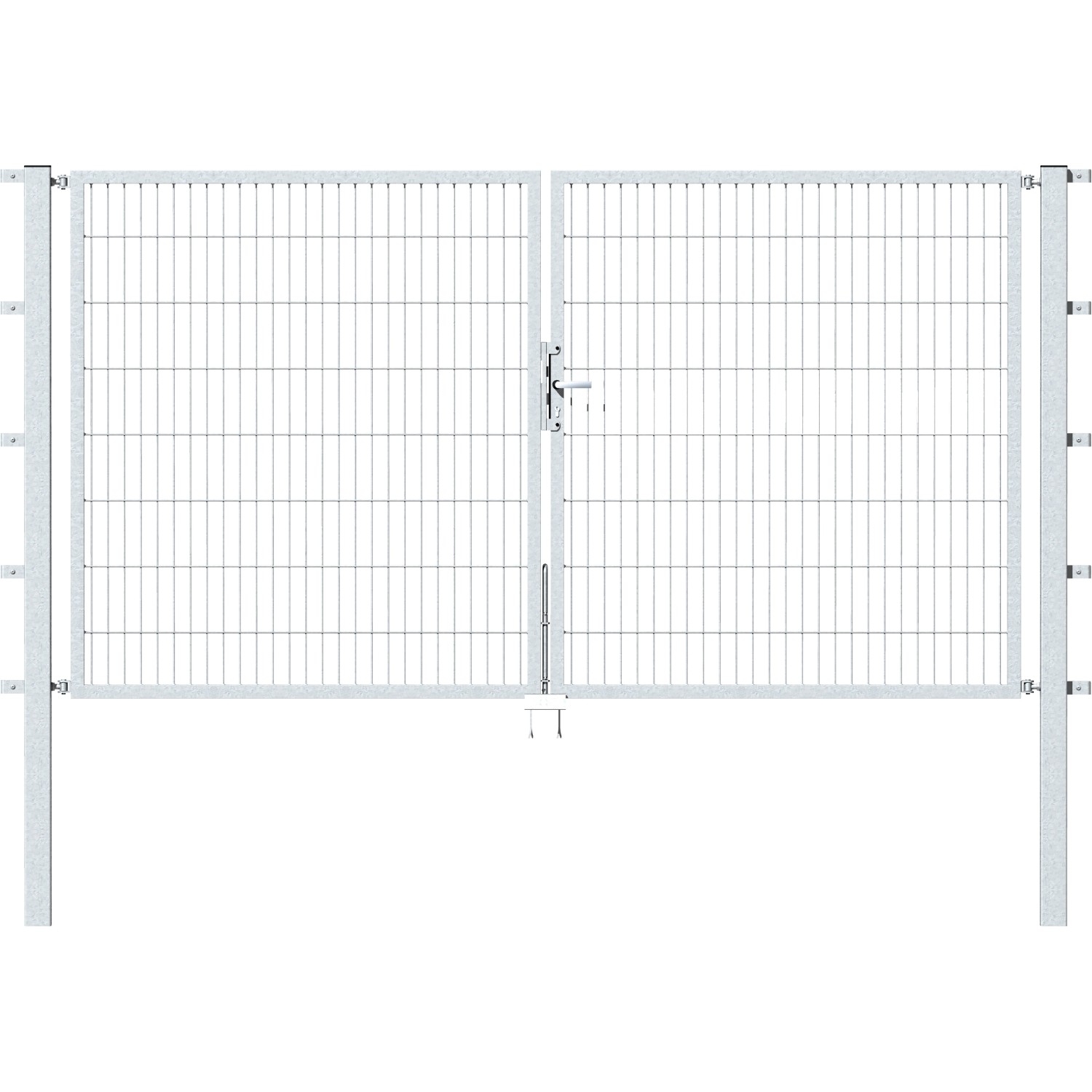 Metallzaun Doppeltor für Doppelstabmatte Feuerverzinkt 180 cm x 300 cm von -