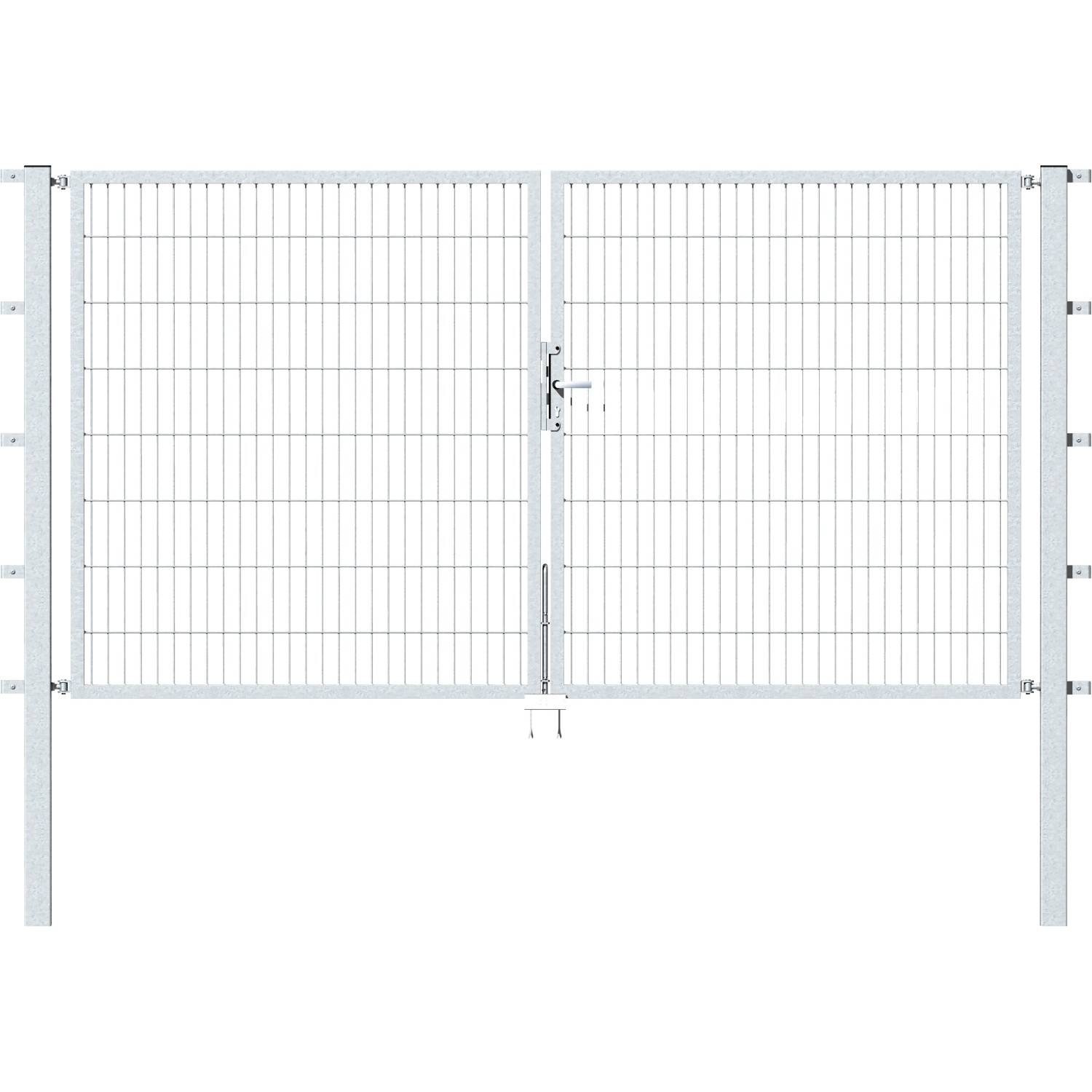 Metallzaun Doppeltor für Doppelstabmatte Feuerverzinkt 200 cm x 300 cm von -