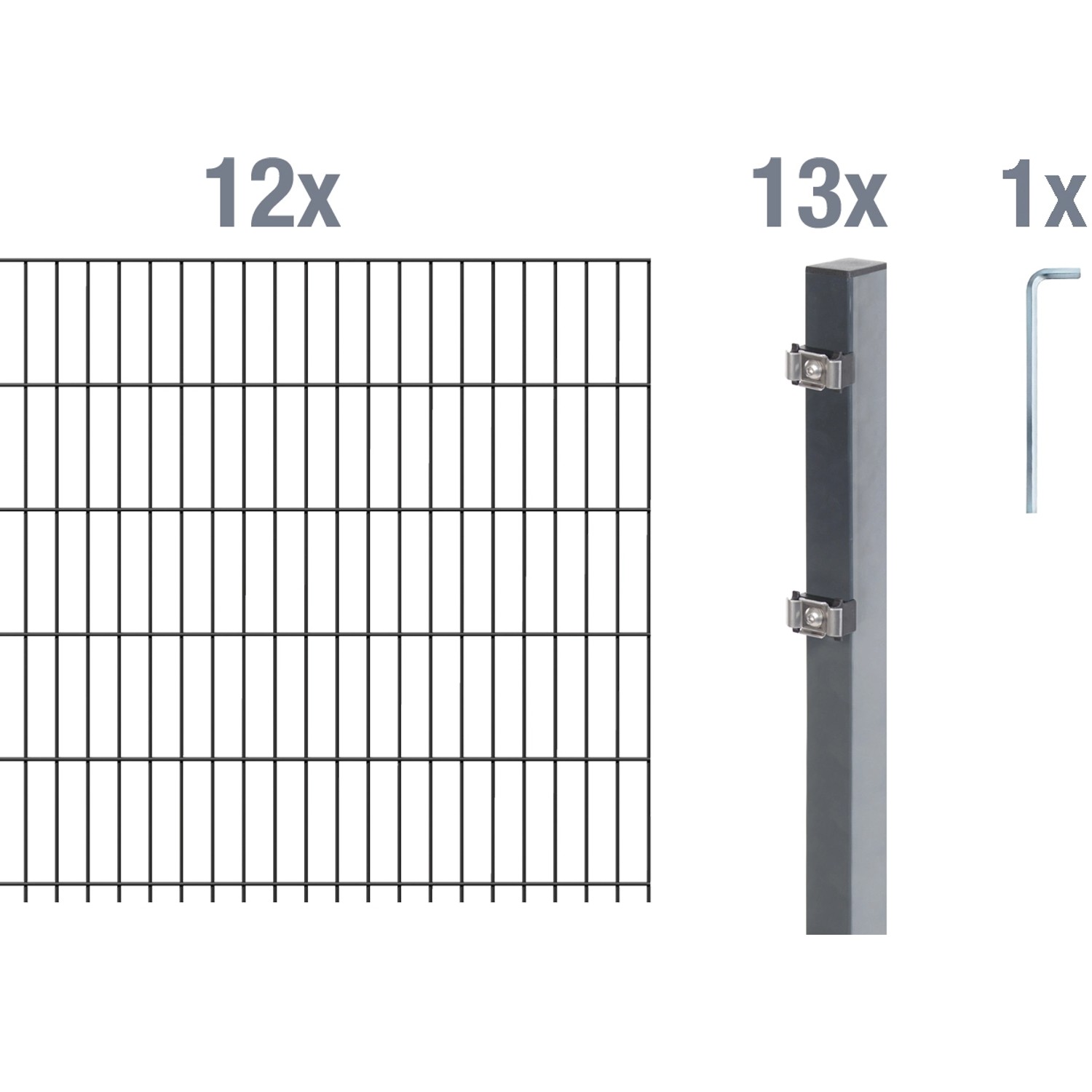 Metallzaun Grund-Set Doppelstabmatte verz. Anthrazit beschichtet 12 x 2 m x 1 m Metallzaun Grund-Set Doppelstabmatte verz. Anthrazit beschichtet 12 x 2 m x 1 m