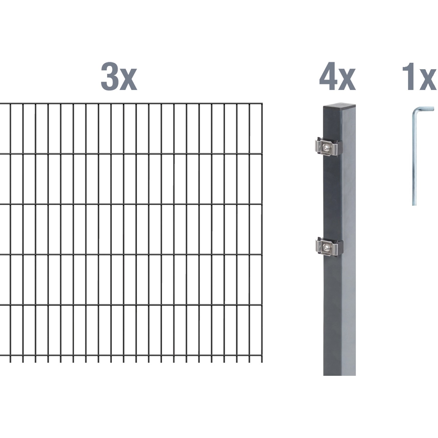 Metallzaun Grund-Set Doppelstabmatte verz. Anthrazit beschichtet 3 x 2 m x 1,2 m Metallzaun Grund-Set Doppelstabmatte verz. Anthrazit beschichtet 3 x 2 m x 1,2 m
