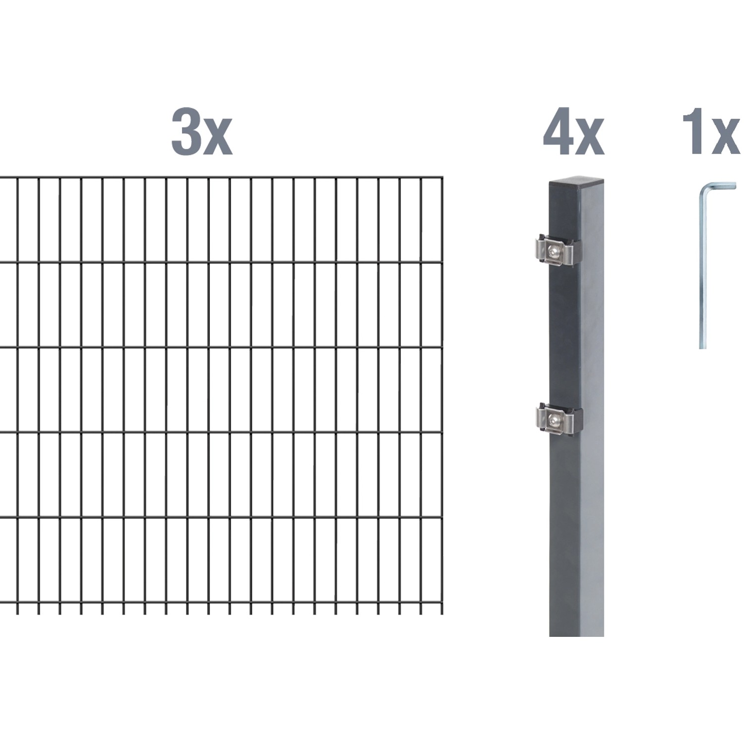 Metallzaun Grund-Set Doppelstabmatte verz. Anthrazit beschichtet 3 x 2 m x 1 m Metallzaun Grund-Set Doppelstabmatte verz. Anthrazit beschichtet 3 x 2 m x 1 m