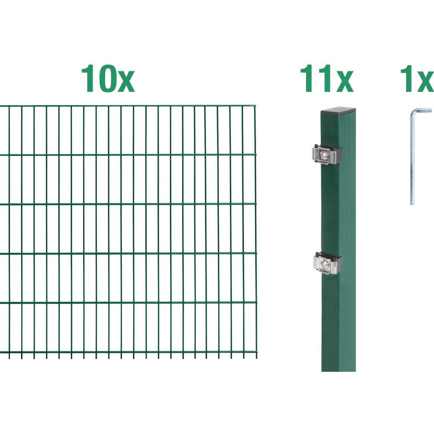 Metallzaun Grund-Set Doppelstabmatte verz. Grün beschichtet 10 x 2 m x 0,8 m Metallzaun Grund-Set Doppelstabmatte verz. Grün beschichtet 10 x 2 m x 0,8 m