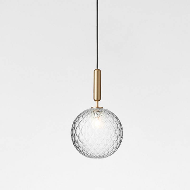 Miira 1 Large Pendelleuchte, Ø: 20 cm, Messing, Glas transparent