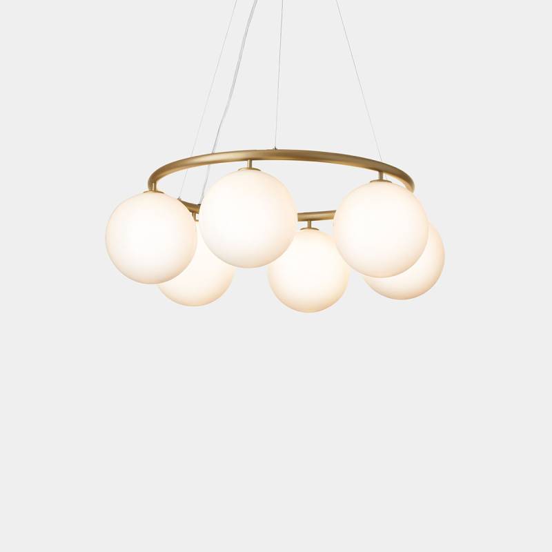 Miira 6 Kronleuchter Ø: 80 cm, Messing, Opalglas