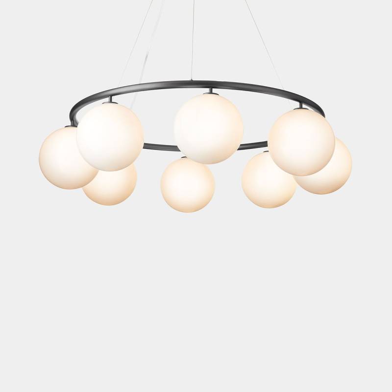 Miira 8 Kronleuchter Ø: 100 cm, Steingrau, Opalglas