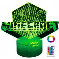 Minecraft Creeper Kinder-Schreibtisch-Nachtlampe mit 16 3D-LEDs + Fernbedienung Minecraft Creeper Kinder-Schreibtisch-Nachtlampe mit 16 3D-LEDs + Fernbedienung