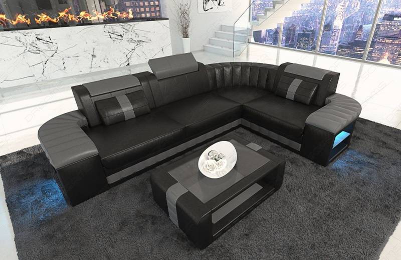 Mini Designersofa Leder Bergamo mit LED