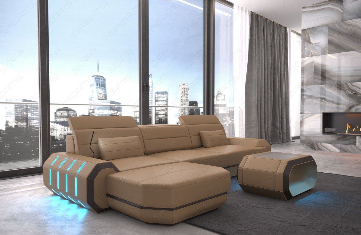 Mini Designersofa Roma L-Form mit LED-Beleuchtung