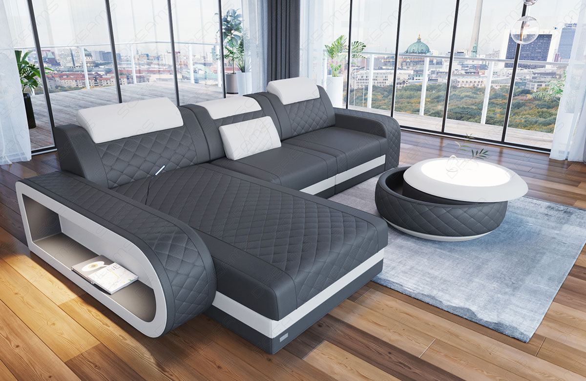 Mini Ecksofa Berlin L-Form Mini Ledersofa