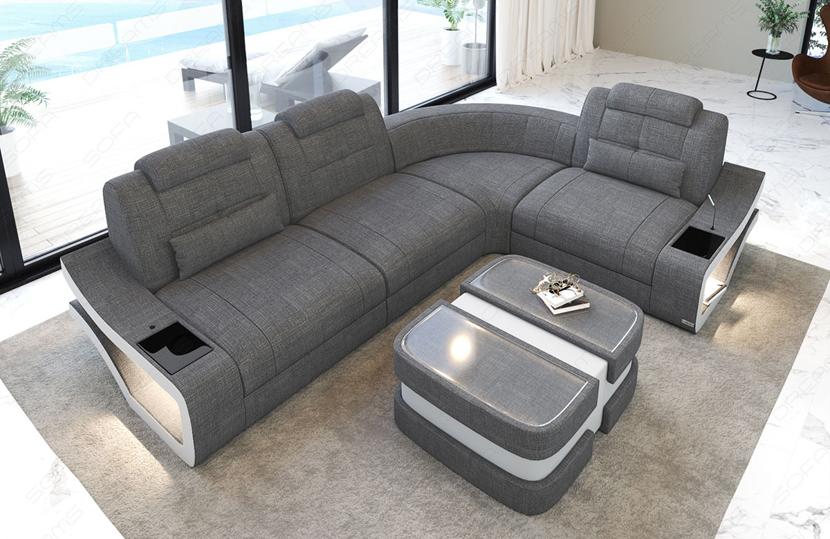Mini Ecksofa Elena L-Form aus Stoff