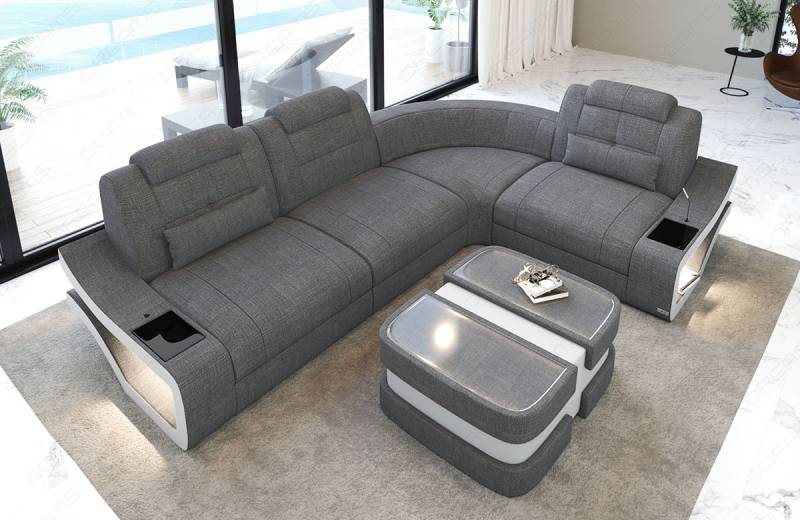 Mini Ecksofa Elena L-Form aus Stoff