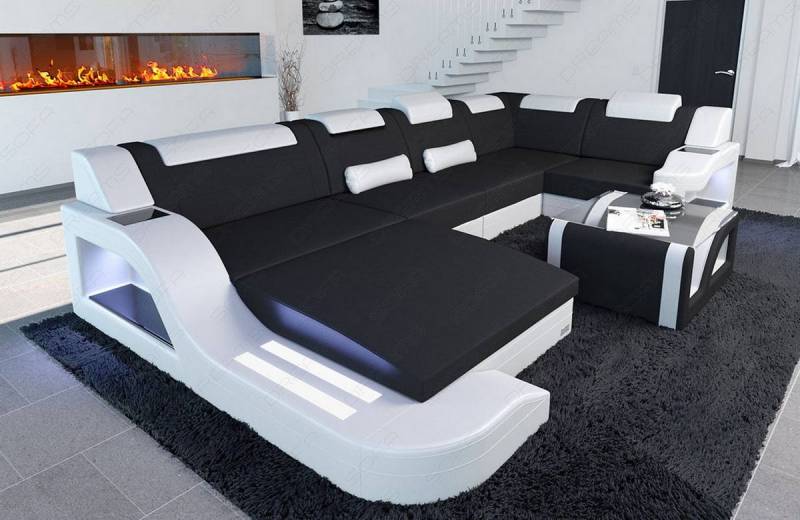 Mini New Look Stoff Wohnlandschaft Palermo LED