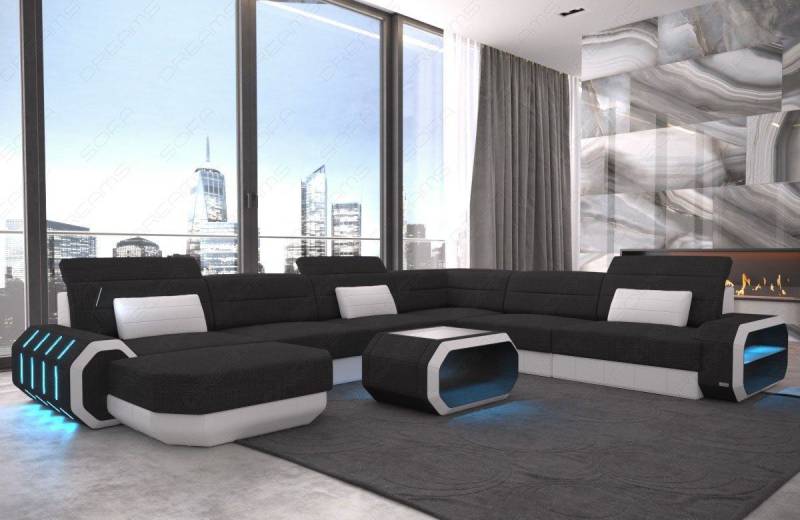 Mini XL Stoff Wohnlandschaft Roma mit LED