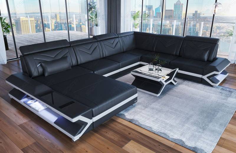 Mini XXL Leder Wohnlandschaft Napoli – Komfort & Design