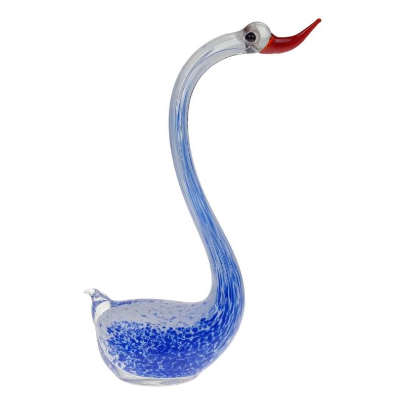 Miniatur Skulptur Figur Figürchen mini Glas Schwan Blau-weiß Murano-Stil
