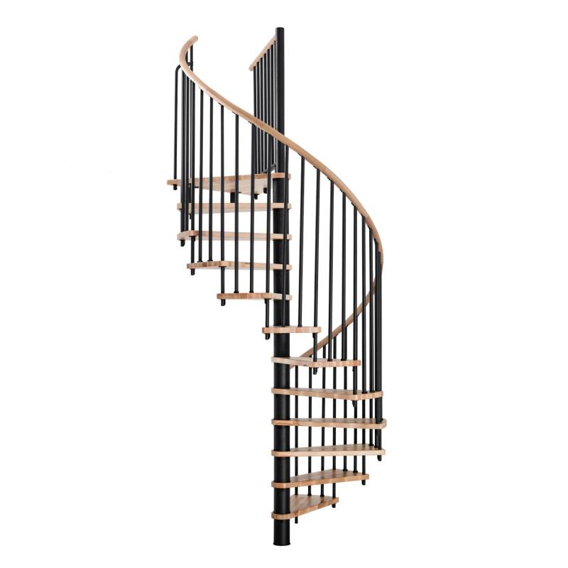 Minka Spindeltreppe Spiral Wood Buche Schwarz Ø 140 cm Geschosshöhe bis 305,5 cm von Minka