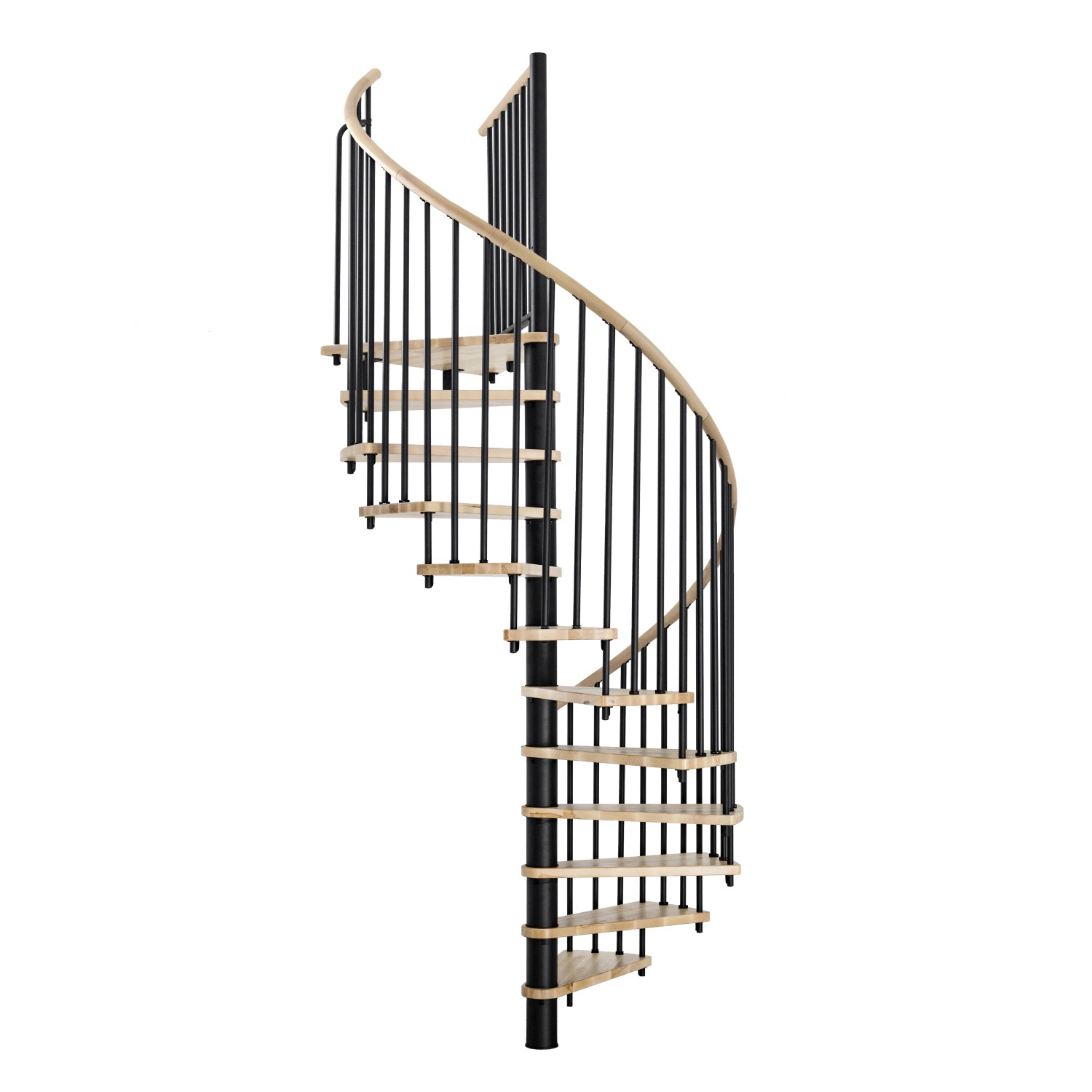 Minka Spindeltreppe Spiral Wood Eiche Schwarz Ø 140 cm Geschosshöhe bis 305,5 cm von Minka