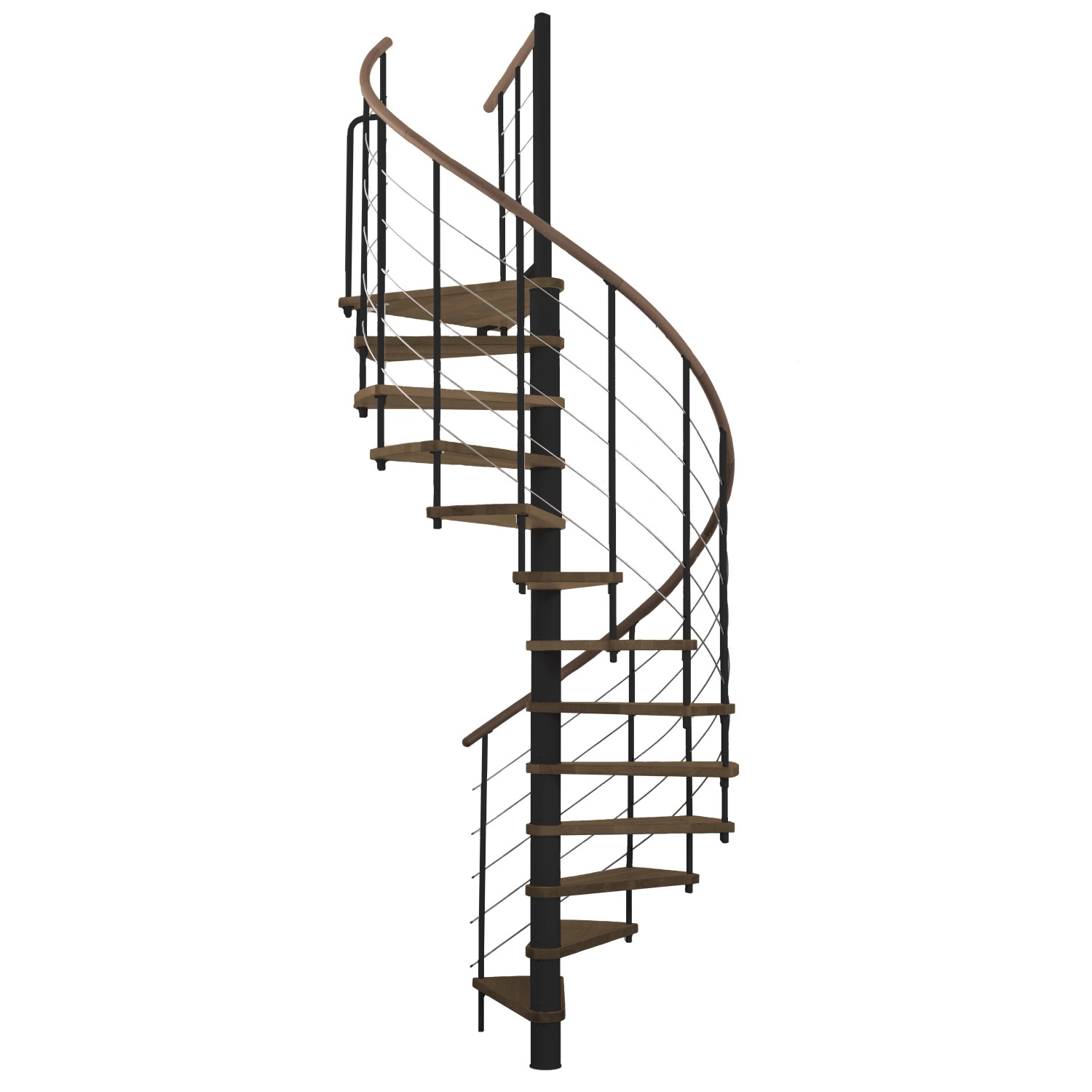 Minka Spindeltreppe Venezia Schwarz Walnuss Ø 160 cm Raumhöhe bis 309 cm von Minka