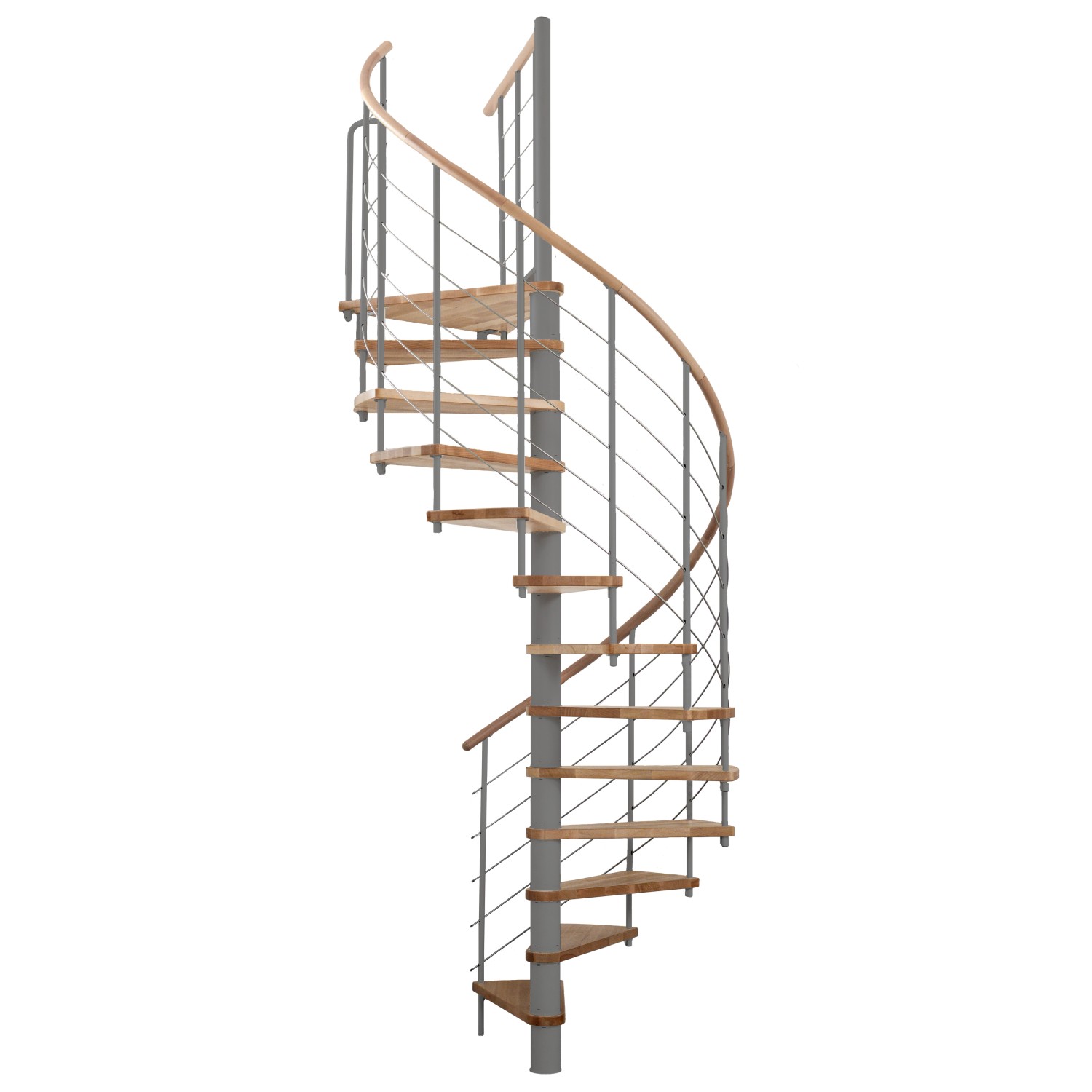 Minka Spindeltreppe Venezia Silber Buche Ø 120 cm Raumhöhe bis 309 cm von Minka