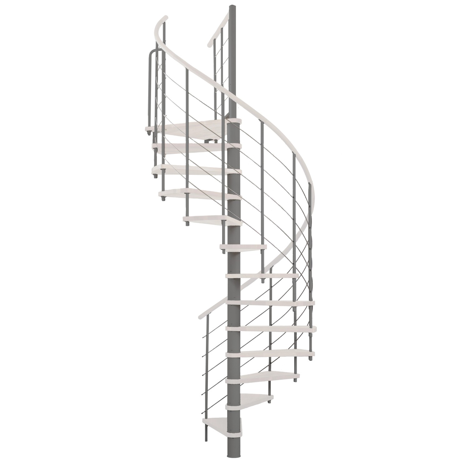 Minka Spindeltreppe Venezia Silber Stufen Weiß Ø 120 cm Raumhöhe bis 309 cm von Minka