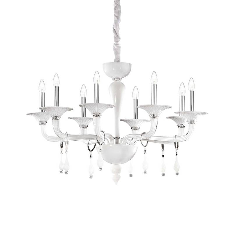 Miramare SP8 Glas Kronleuchter 8-flammig weiß, Ø: 95 cm