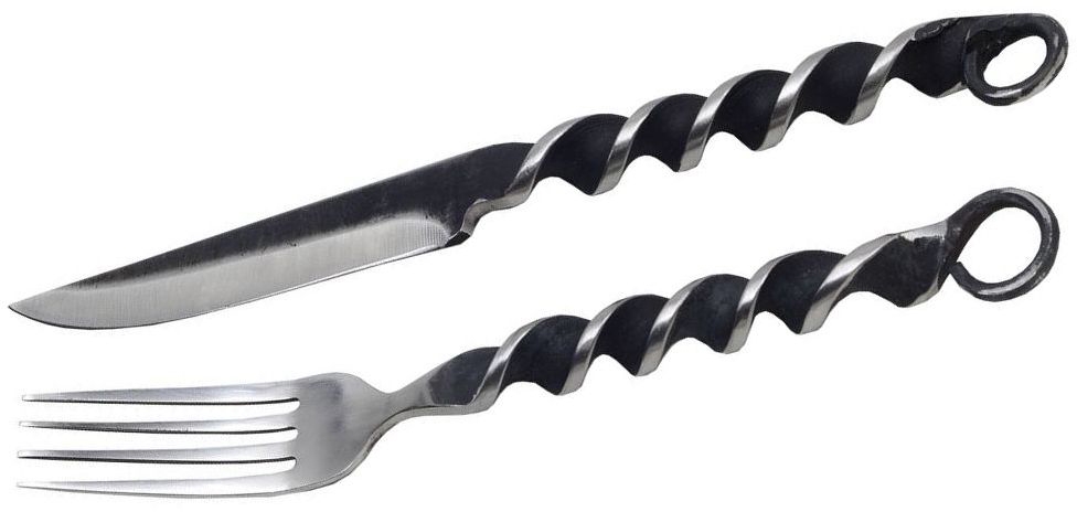 Mittelalter Besteck-Set Messer Gabel Lederscheide Mittelalter Besteck-Set Messer Gabel Lederscheide von Haller