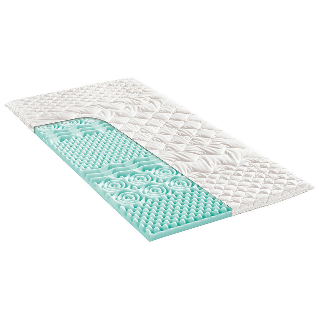 Modante Topper, Weiß, Textil, Füllung: Baumwollfüllung, 200x200 cm, Oeko-Tex® Standard 100, Bezug abnehmbar/waschbar, für Hausstauballergiker geeignet, bessere Druckentlastung durch Noppenstruktur, Fixierbänder an den Ecken, alternative Größen erhältlich, rundum abnehmbar, Schlafzimmer, Matratzen Shop, Matratzenzubehör, Topper von Modante