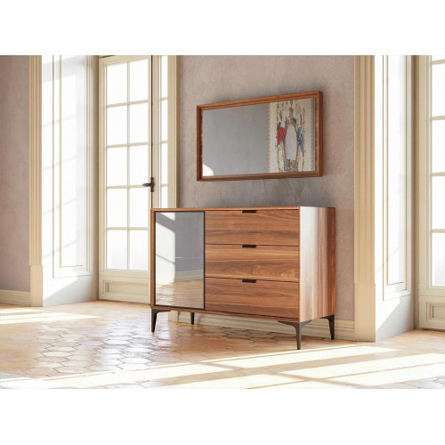 Modern Design Möbel Schlafzimmer Braun Kommode mit Spiegel Luxus