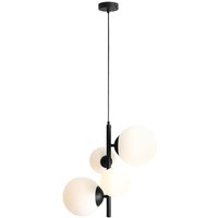 Moderne Hängelampe Schwarz Weiß 4-flammig Glas Metall Moderne Hängelampe Schwarz Weiß 4-flammig Glas Metall von ALDEX
