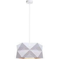 Moderne Hängeleuchte Stoff blendarm E27 L:70 Weiß Beige von Belis